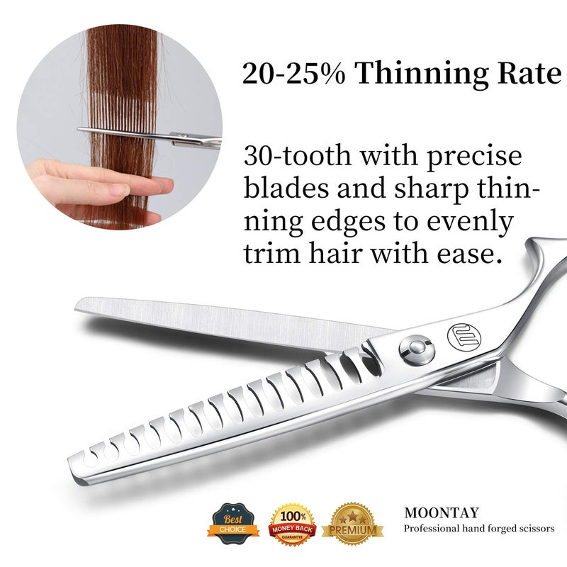 Moontay 6.0" Hair Cutting Shears with Large Finger Holes, Professional Barber Stylist Texturizing Shears, Salon Hair Cutting Scissors, 440C Japanese Stainless Steel, Silver - Image 5